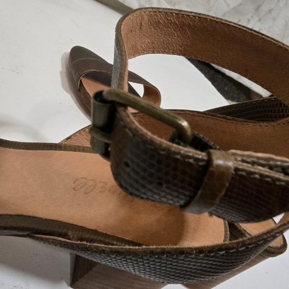 Madewell Simple Mid-Heel Sandals in Embossed Leather Strappy Summer - Picture 12 of 13